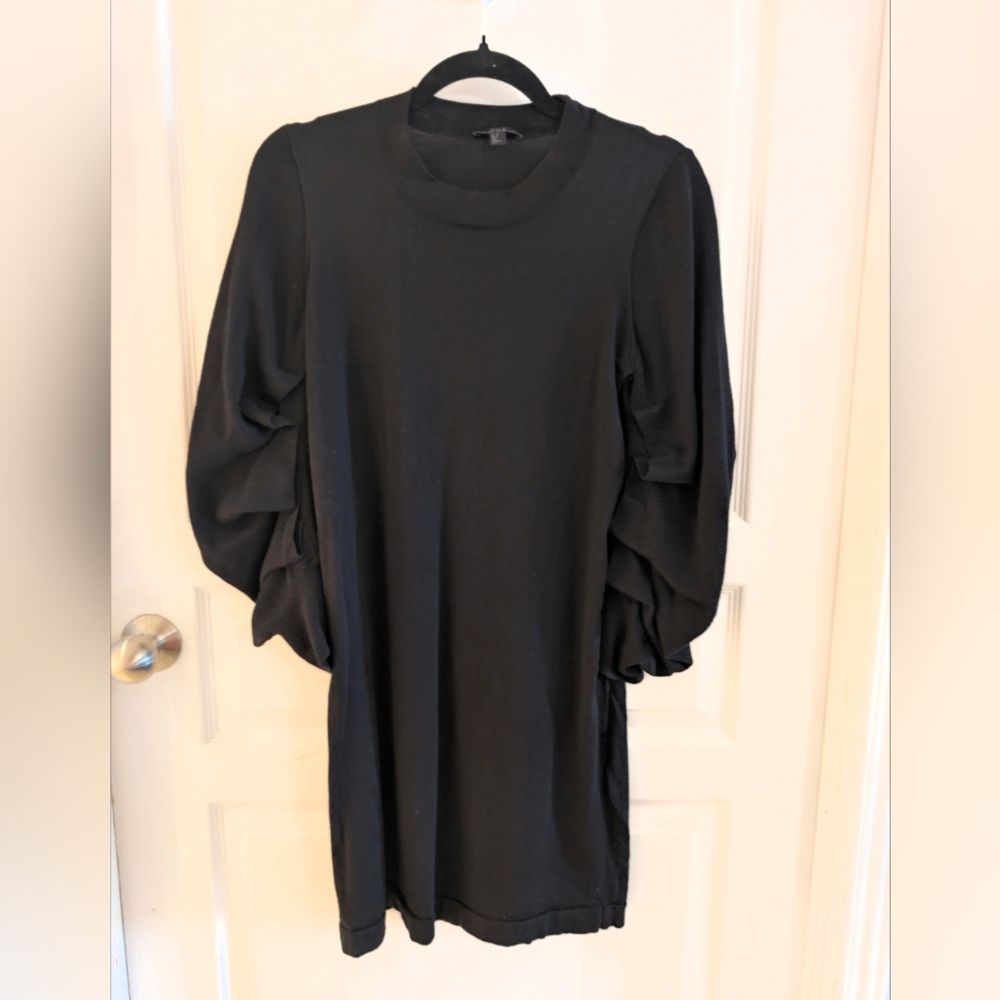 COS Black Merino Wool Long Sleeve Mini Dress
